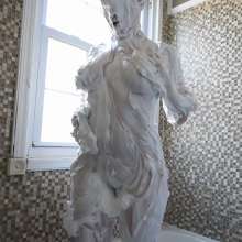 Stella: Stella covers herself in 5 cans of shaving foam.