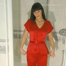 WSMProductions: Dee gets drenched in red silk pyjamas for classic wetlook--wsm