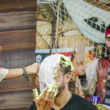 walking the plank: Handsome guy getting pied (Jean)