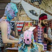 walking the plank: Special Nicoly taking many pies in the face and slimed and friends
