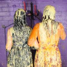 DungeonMasterOne: Maria and Honeysuckle cover each other's pretty dresses with mess!