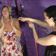 DungeonMasterOne: Maria and Honeysuckle cover each other's pretty dresses with mess!