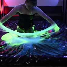 Stella: Stella fucks herself wearing Gothic lingerie in glo goo.
