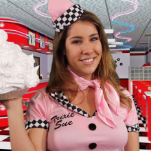PieZone: New Model Stephanie Makes Her Messy Debut at the Pie Fight Diner!