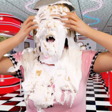 PieZone: New Model Stephanie Makes Her Messy Debut at the Pie Fight Diner!