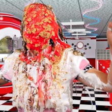 PieZone: New Model Stephanie Makes Her Messy Debut at the Pie Fight Diner!