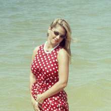 MadelineOasis: Beautiful Stevi, a Stunning Red Silk Dress, and a Lake on a Sunny Day