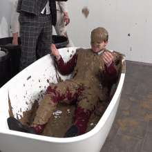 WamtasticUK: 3 Cute Guys in Smart Suits Pushed into Muddy Bath