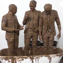 WamtasticUK: 3 Cute Guys in Smart Suits Pushed into Muddy Bath