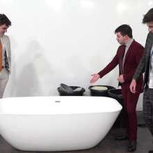 WamtasticUK: 3 Cute Guys in Smart Suits Pushed into Muddy Bath