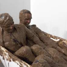 WamtasticUK: 3 Cute Guys in Smart Suits Pushed into Muddy Bath