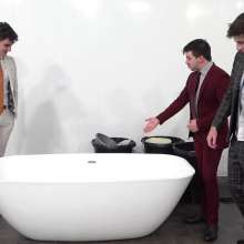 WamtasticUK: 3 Cute Guys in Smart Suits Pushed into Muddy Bath