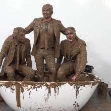 WamtasticUK: 3 Cute Guys in Smart Suits Pushed into Muddy Bath