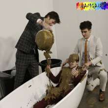 WamtasticUK: 3 Cute Guys in Smart Suits Pushed into Muddy Bath