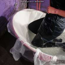 DungeonMasterOne: Barmaid Bathtime: Purity takes a bath in cut-off denim shorts