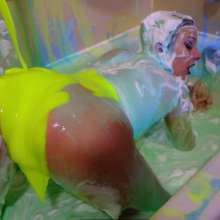 messyhot: Chikkin Slimed in a Vinyl Skirt--a Super Long Session
