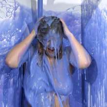 bosunbob: Photo set of bonkers babe big boobed Lottii gunged in blue