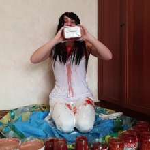 Top Messy Girls: Girl in White Clothes Receives a Food