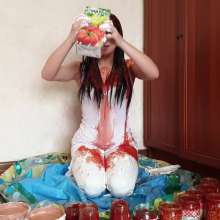 Top Messy Girls: Girl in White Clothes Receives a Food