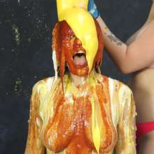 Custom Fetish Shoots: Sage Really Gets Rae Messy- Food-Tight Shot, No Goggles
