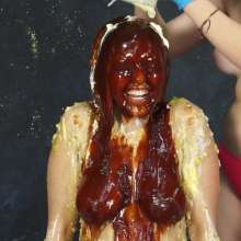Custom Fetish Shoots: Sage Really Gets Rae Messy- Food-Tight Shot, No Goggles