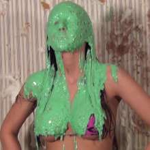 Anglefan: Green slimed in her micro thong