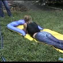wamtec: Wet Jeans Waterslide--Baby and Danni