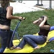 wamtec: Wet Jeans Waterslide--Baby and Danni