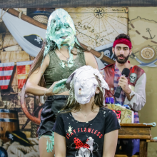walking the plank: Lost photos of Zoe getting pied (some unpublished)--Program 12