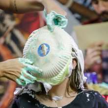 walking the plank: Lost photos of Zoe getting pied (some unpublished)--Program 12