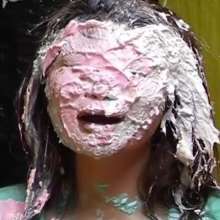 Alumi: 3 Asian girls with their feet in gunk, and faces covered in pies and slime