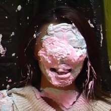 Alumi: 3 Asian girls with their feet in gunk, and faces covered in pies and slime