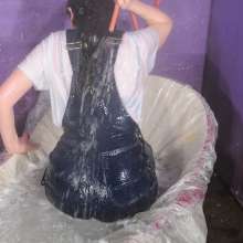 DungeonMasterOne: Honeysuckle's Dungaree Bathtime: Wet denim overalls!