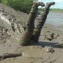 DungeonMasterOne: Maude's PVC Catsuit Mudbath