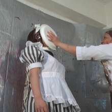 Alumi: 2 Japanese girls in a messy cosplay scene: maid Momo vs. nurse Aoi