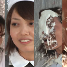 Alumi: 2 Japanese girls in a messy cosplay scene: maid Momo vs. nurse Aoi