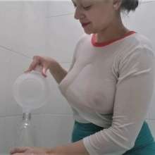 MadelineOasis: Braless Lolita Soaking an Aqua Skirt and White Tee