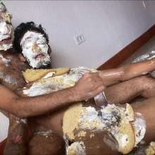 RevSlymsford: Rafa And Daniel Naughty Play With Real Pies: Rafa Cums