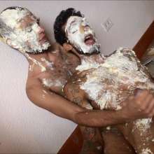 RevSlymsford: Rafa And Daniel Naughty Play With Real Pies: Rafa Cums