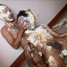 RevSlymsford: Rafa And Daniel Naughty Play With Real Pies: Rafa Cums