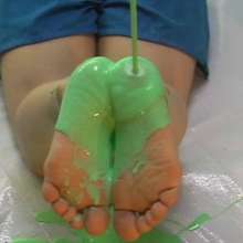 Alumi: Cute, sexy Mai gets her awesome feet sticky, slimy, and slippery