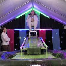 LiquidX: The Plunga!  Host Michaela Gunged in Her White Outfit