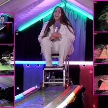 LiquidX: The Plunga!  Host Michaela Gunged in Her White Outfit