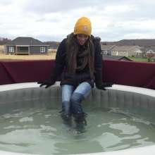 Jayce: Winter Wear in the Jacuzzi!  Uggs, Down Jacket, Jeans+more!