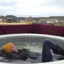 Jayce: Winter Wear in the Jacuzzi!  Uggs, Down Jacket, Jeans+more!