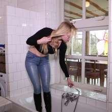 WetPlace: Beautiful Eileen Taking Shower In Jeans And High Heel Boots
