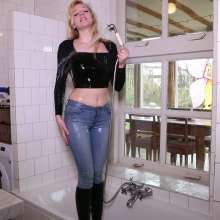 WetPlace: Beautiful Eileen Taking Shower In Jeans And High Heel Boots
