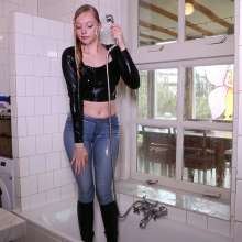 WetPlace: Beautiful Eileen Taking Shower In Jeans And High Heel Boots