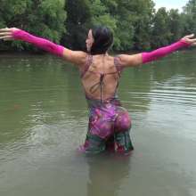 Jayce: One of my fave wet dresses!  In the river-public push in!