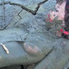 Jayce: Hogtied, Ball Gagged, Face Planting-Sinking in the Mud!